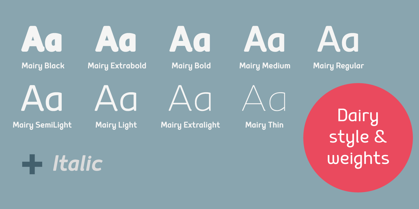 Пример шрифта Mairy Light Italic